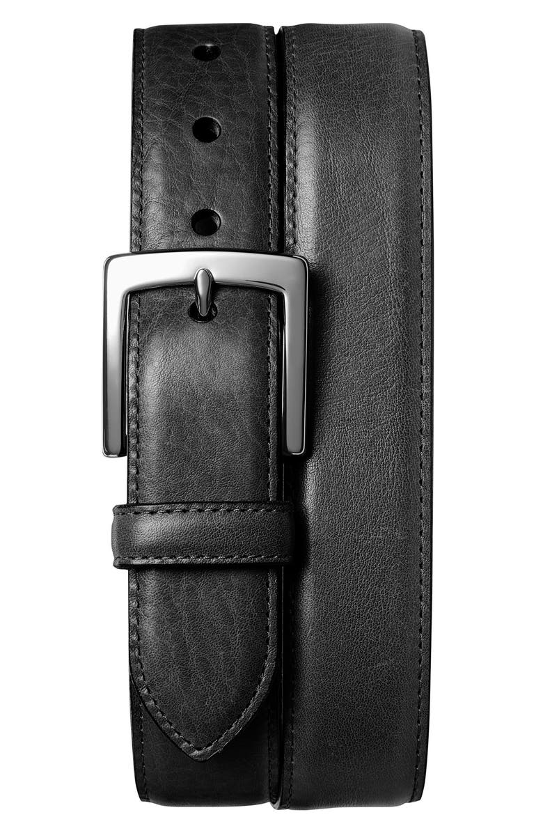 Shinola Bedrock Leather Belt, Main, color, Black