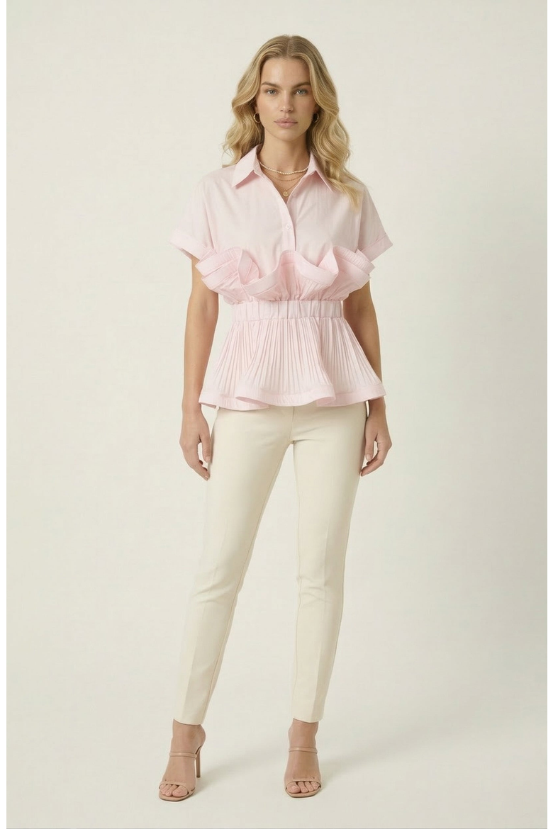 Ruffle Peplum Blouse, Alternate, color, Pale Pink