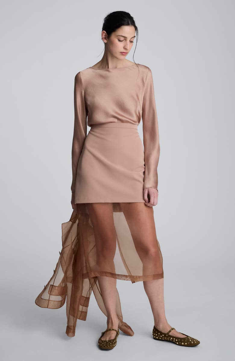 Kenneth Cole Sleeveless Cowl Back Satin Top, Alternate, color, Pale Chestnut