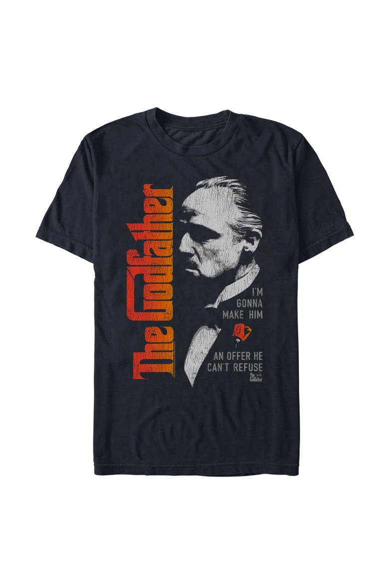 Men's The Godfather Distressed Offer Quote  Graphic T-Shirt, Alternate, color, Black