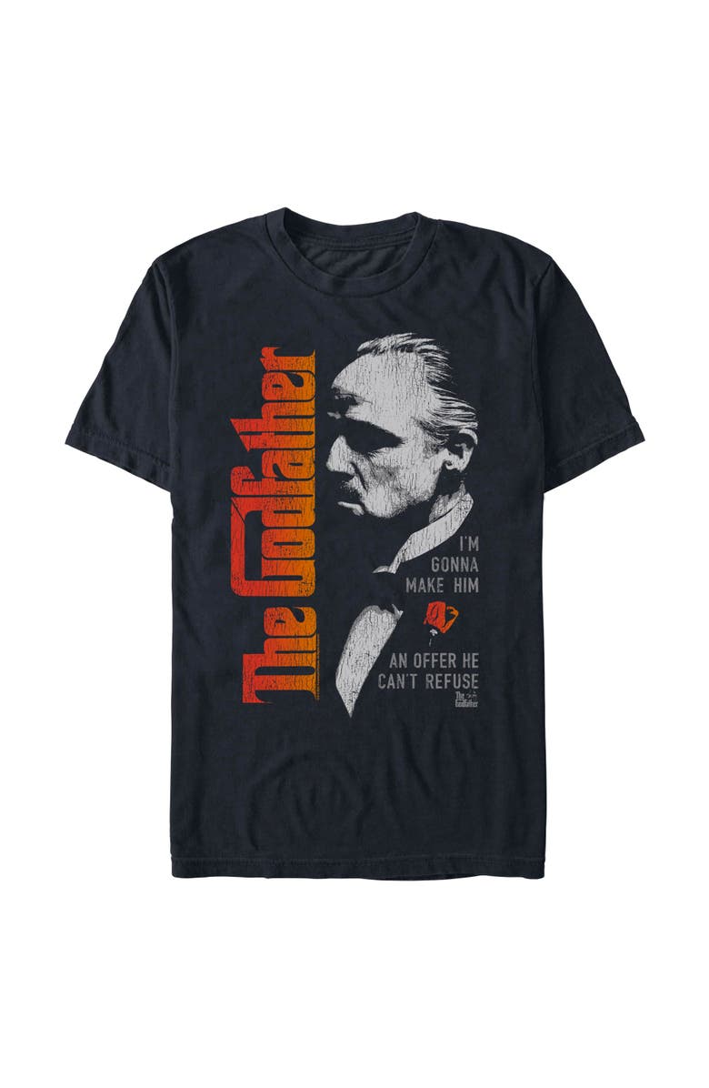 The Godfather Men's The Godfather Distressed Offer Quote Graphic T-Shirt, Alternate, color, Black