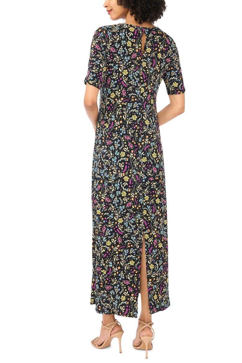 Floral Print Maxi Dress, Alternate, color, RICH BLACK