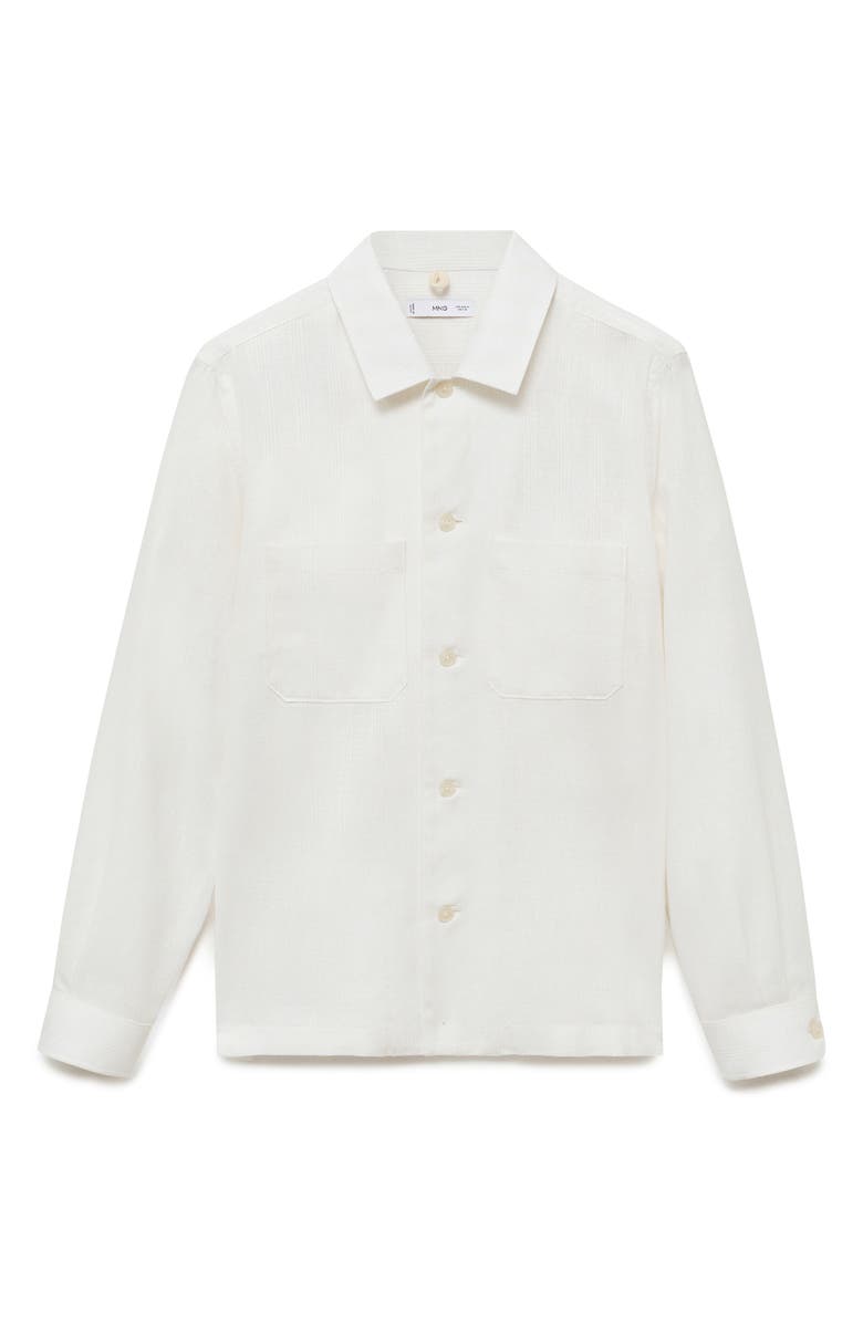 MANGO Cotton & Linen Overshirt with Pockets, Alternate, color, Ecru