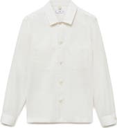 MANGO Cotton & Linen Overshirt with Pockets