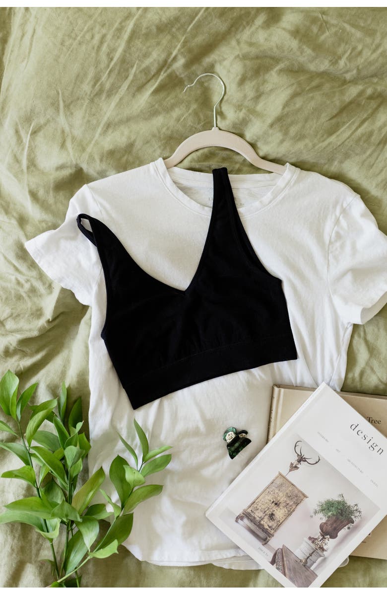 BRABAR Soft Reversible V Crop Top Bralette, Alternate, color, Black
