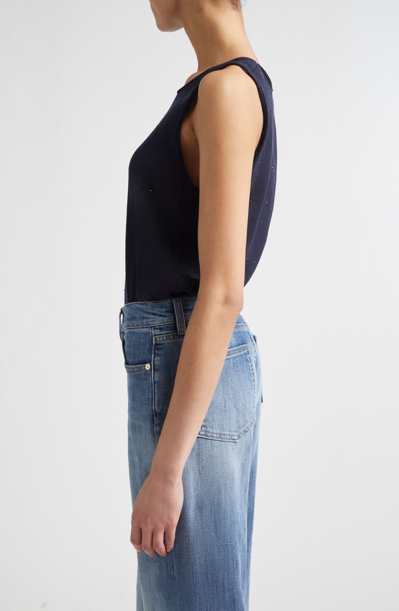 Eleventy Sequin Embellished Silk & Cotton Sweater Vest, Alternate, color, 11N New Blue