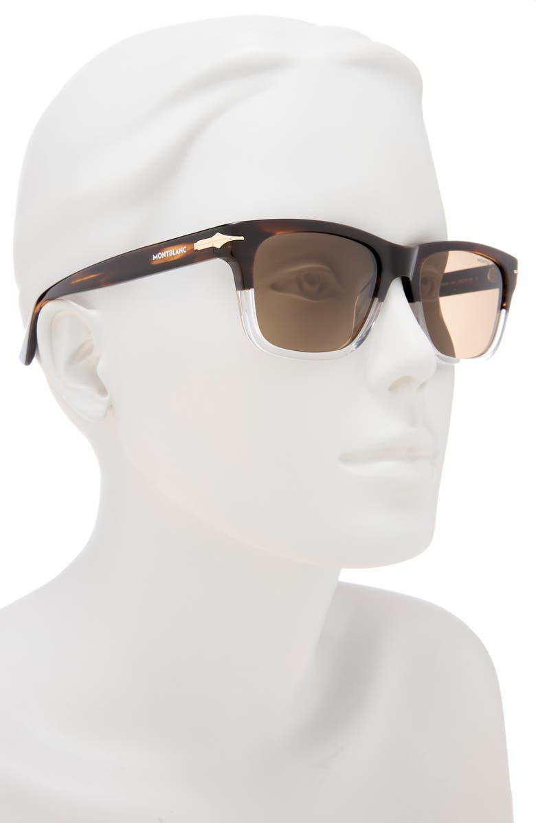 Montblanc 54mm Square Sunglasses, Alternate, color, Havana Havana Brown