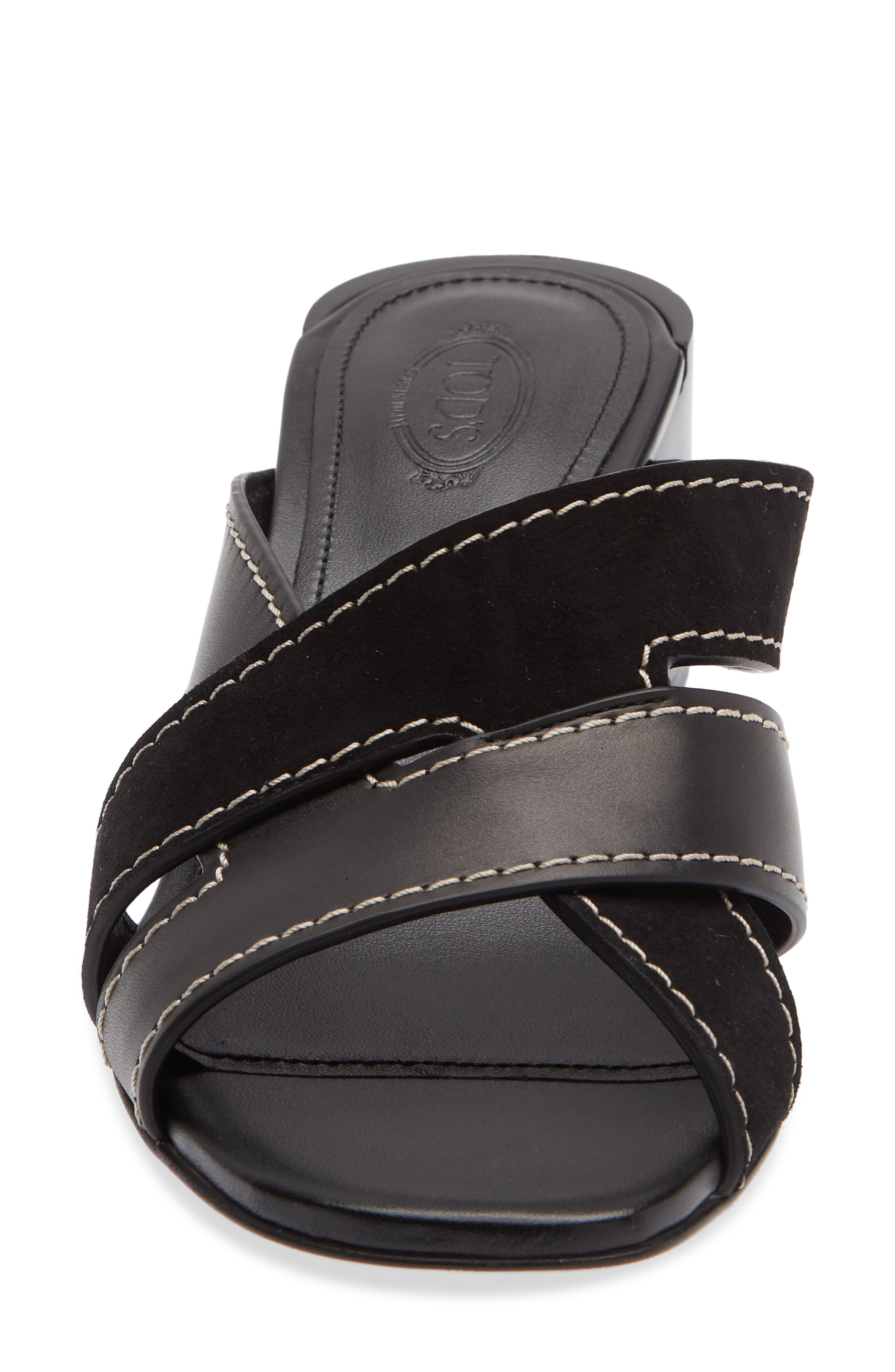 Tod's T-Bands Block Heel Sandal, Alternate, color, Nero