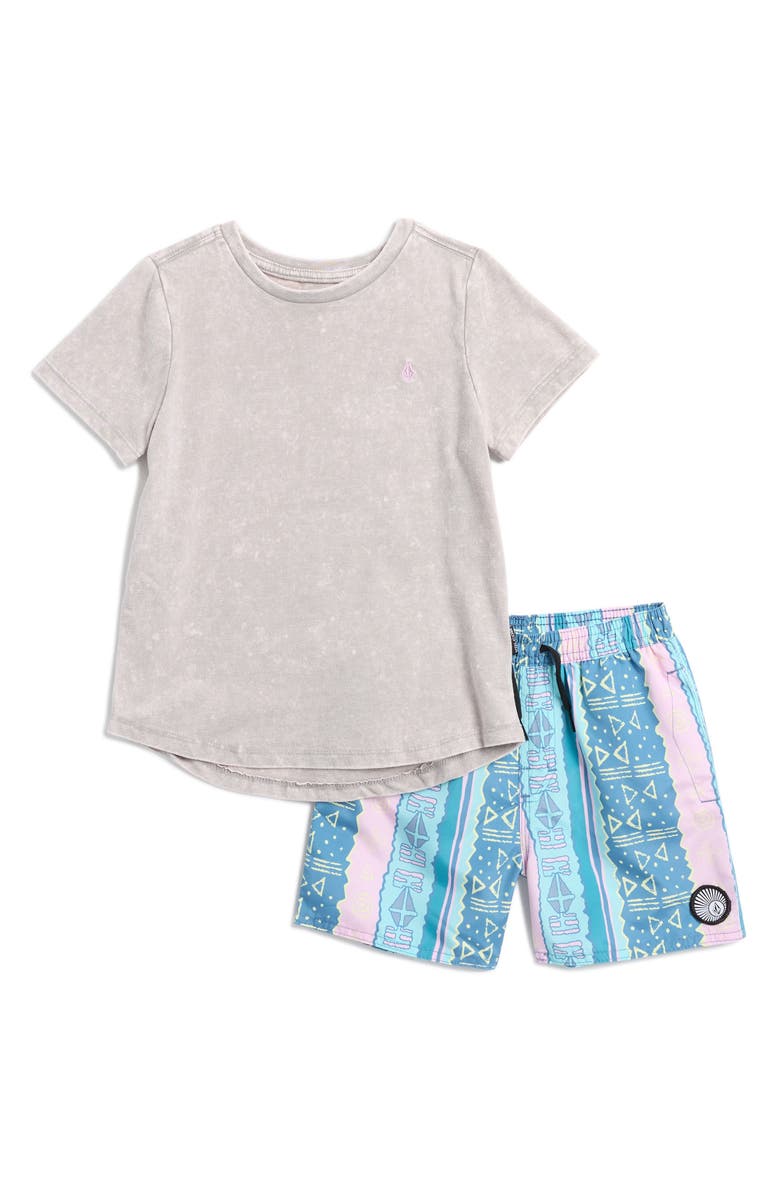 Volcom Kids' Rashguard Top & Swim Shorts Set, Main, color,