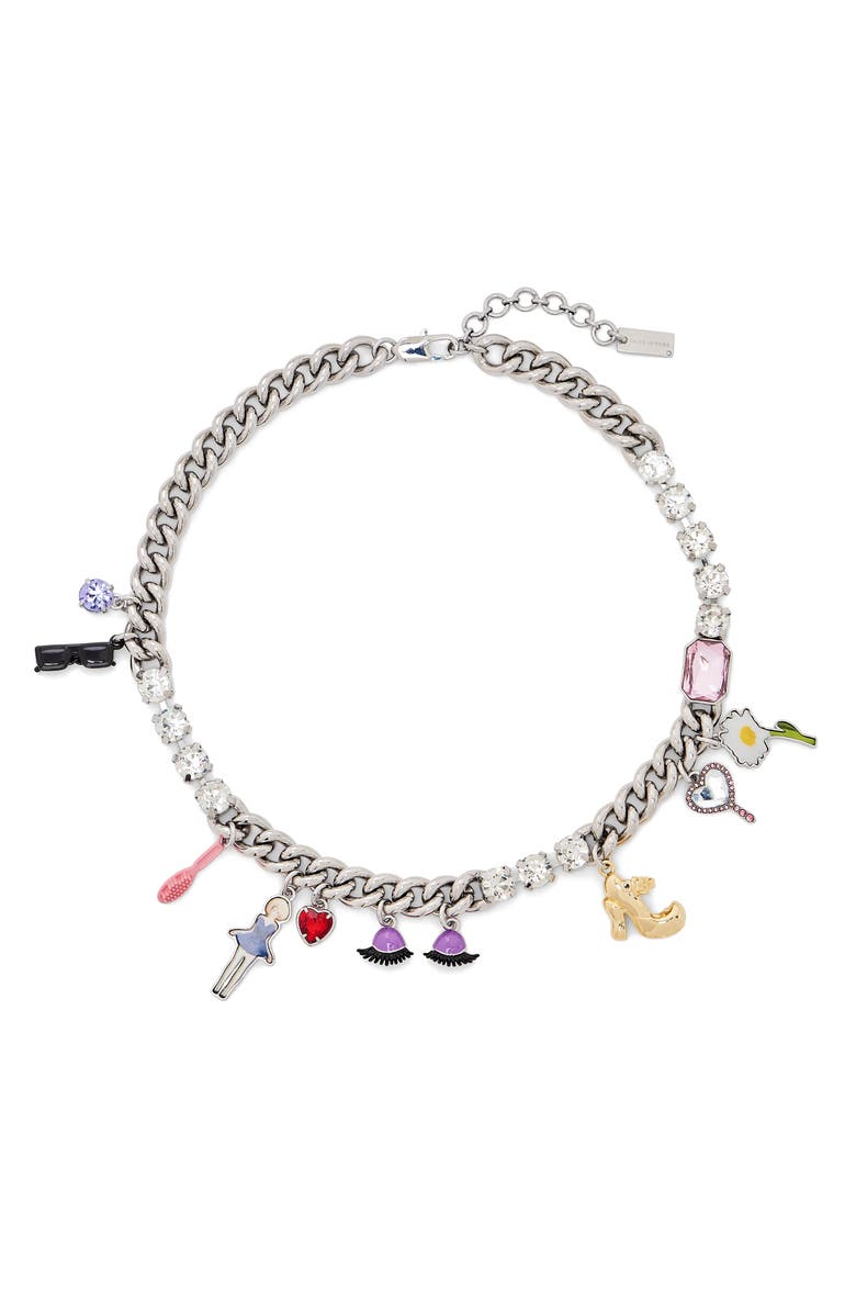 Marc Jacobs Dollhouse Charm Necklace, Main, color, Silver Multi