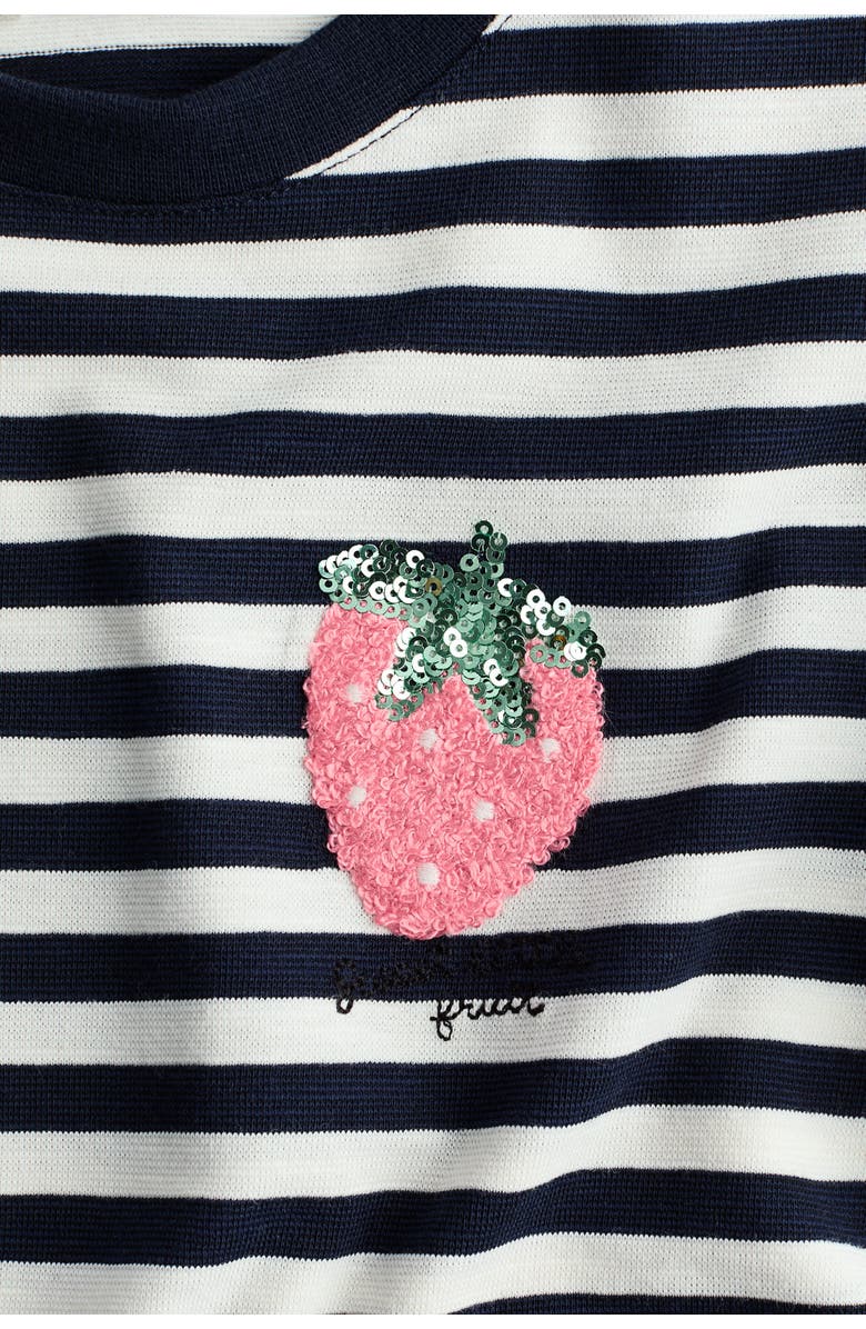 H&M Motif-detail t-shirt dress, Alternate, color, Navy Blue/White Striped