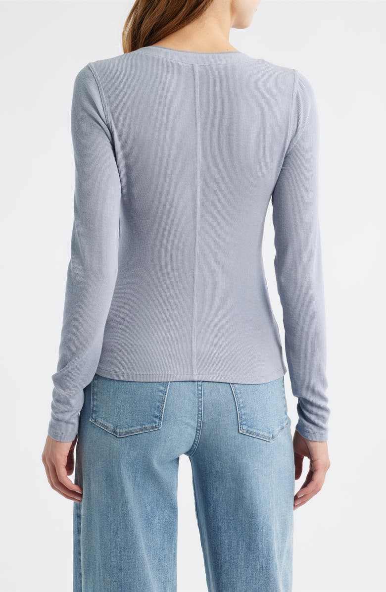 FRAME The Mesh Trim Rib Henley, Alternate, color, Grey Blue