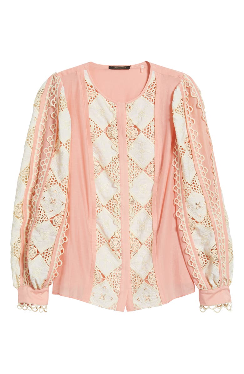 KOBI HALPERIN Novi Lace Cotton & Silk Top, Alternate, color, Quartz