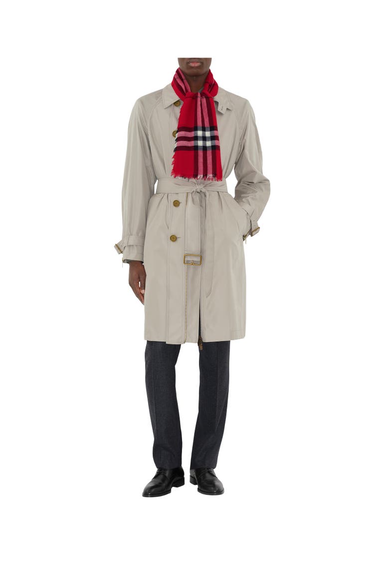 Wide Check Wool Scarf, Alternate, color, Post red