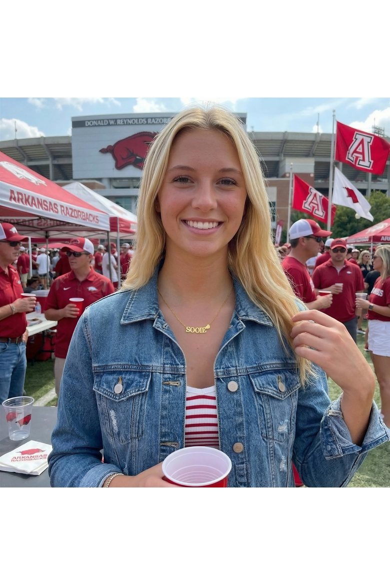 University of Arkansas Gold Heart Necklace, Alternate, color, Yellow Gold
