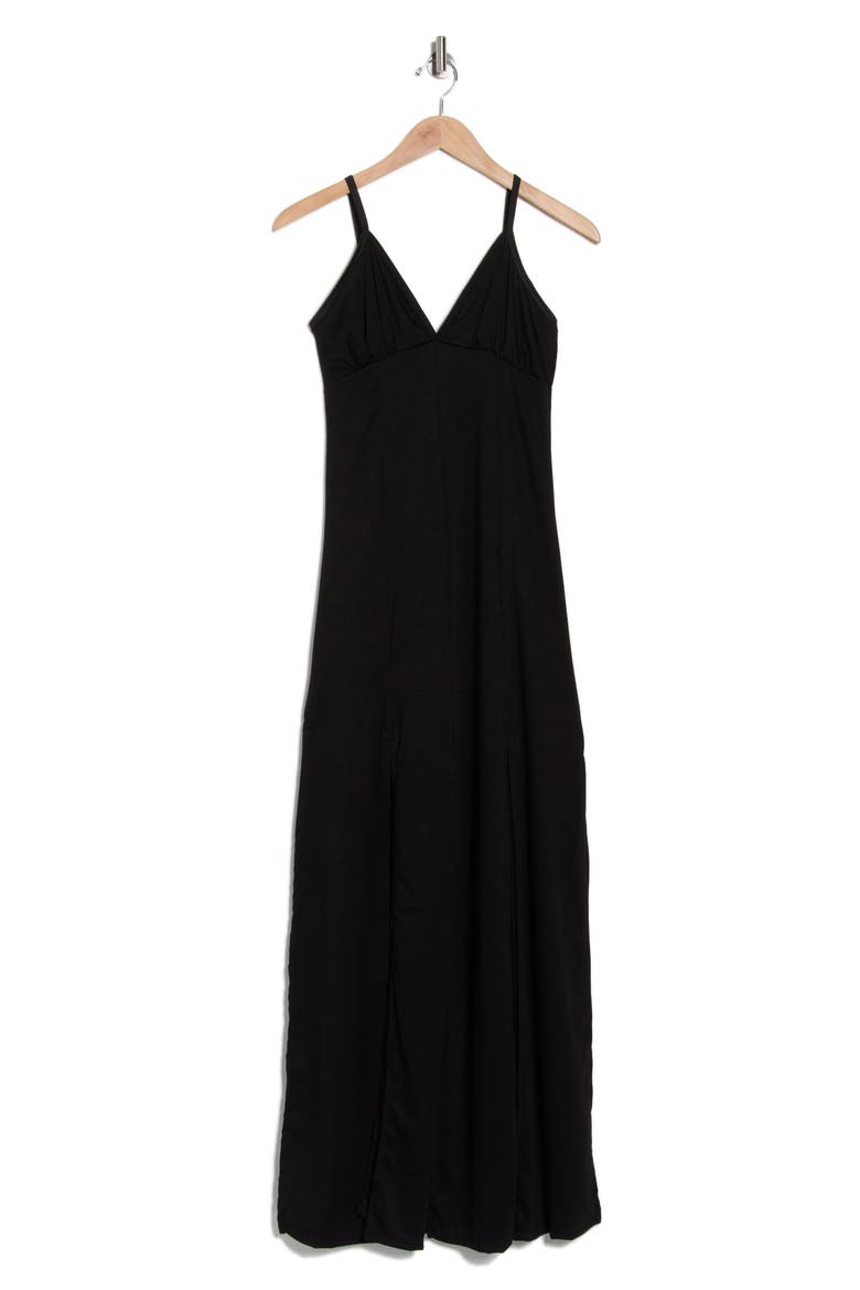 Panel Cut Maxi Dress, Alternate, color, BLACK