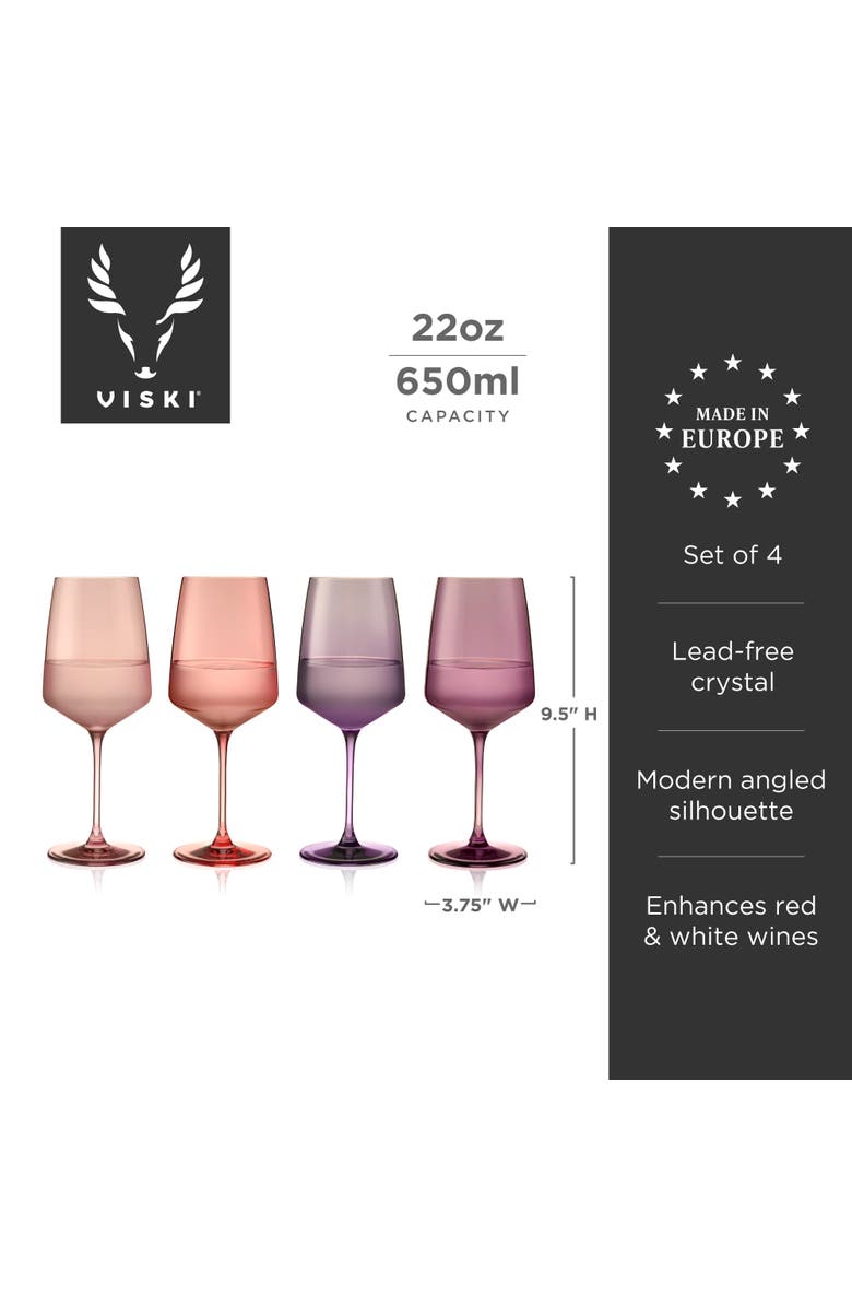 Viski Reserve Nouveau Crystal Wine Glasses Set of 4, Alternate, color, Moonrise