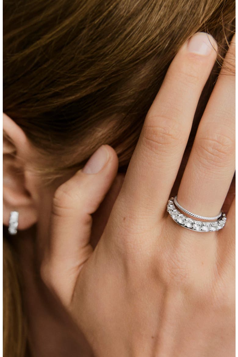 Aurora Lab Grown Sapphire Eternity Ring, Alternate, color, Sterling Silver