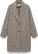 MANGO TEEN Check Longline Tweed Coat