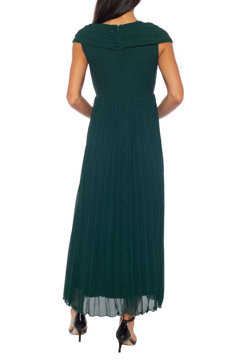 Cap Sleeve Pleated Maxi Cocktail Dress, Alternate, color, HUNTER