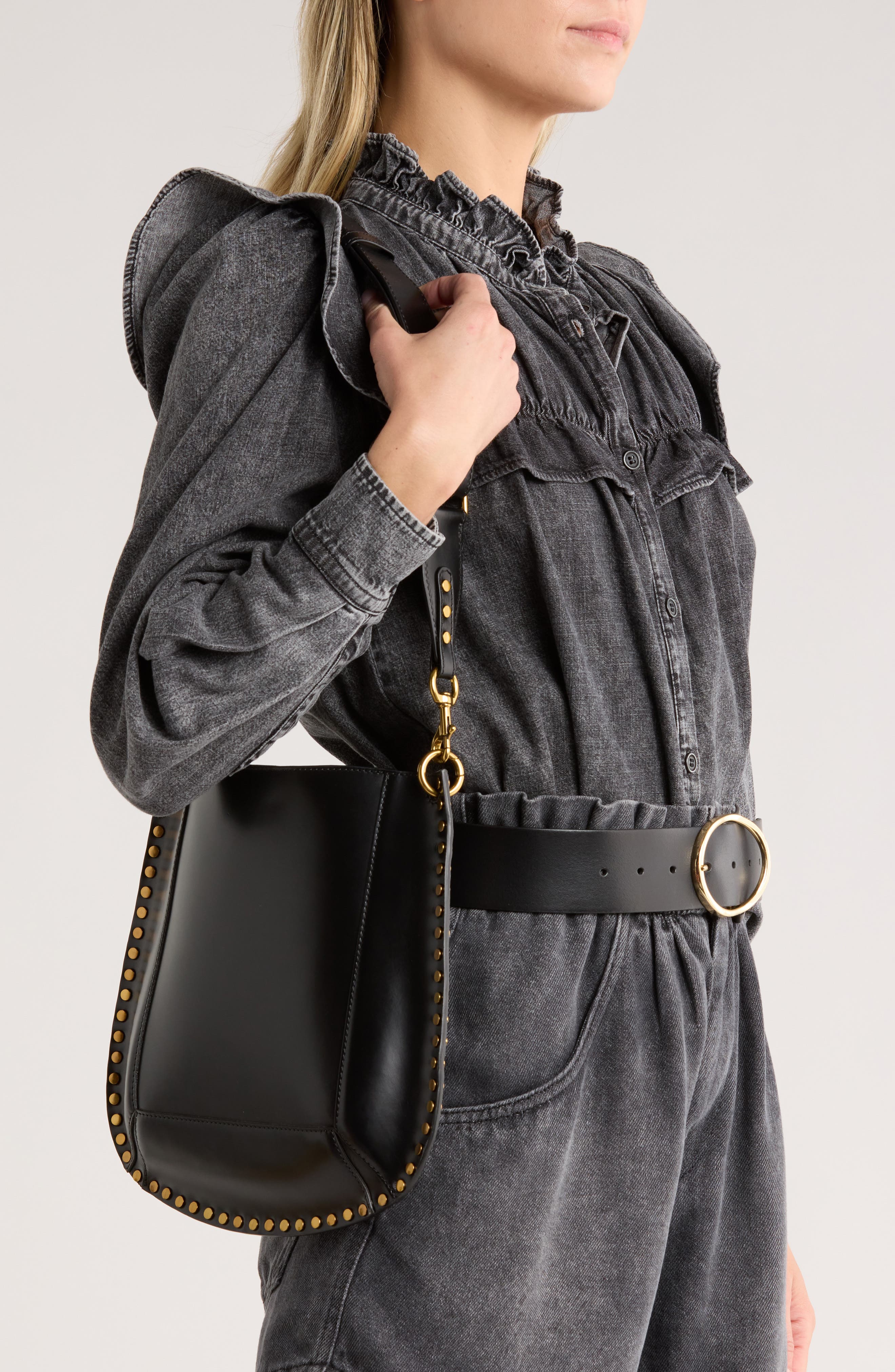 Isabel Marant Oskan Leather Shoulder Bag, Alternate, color, 