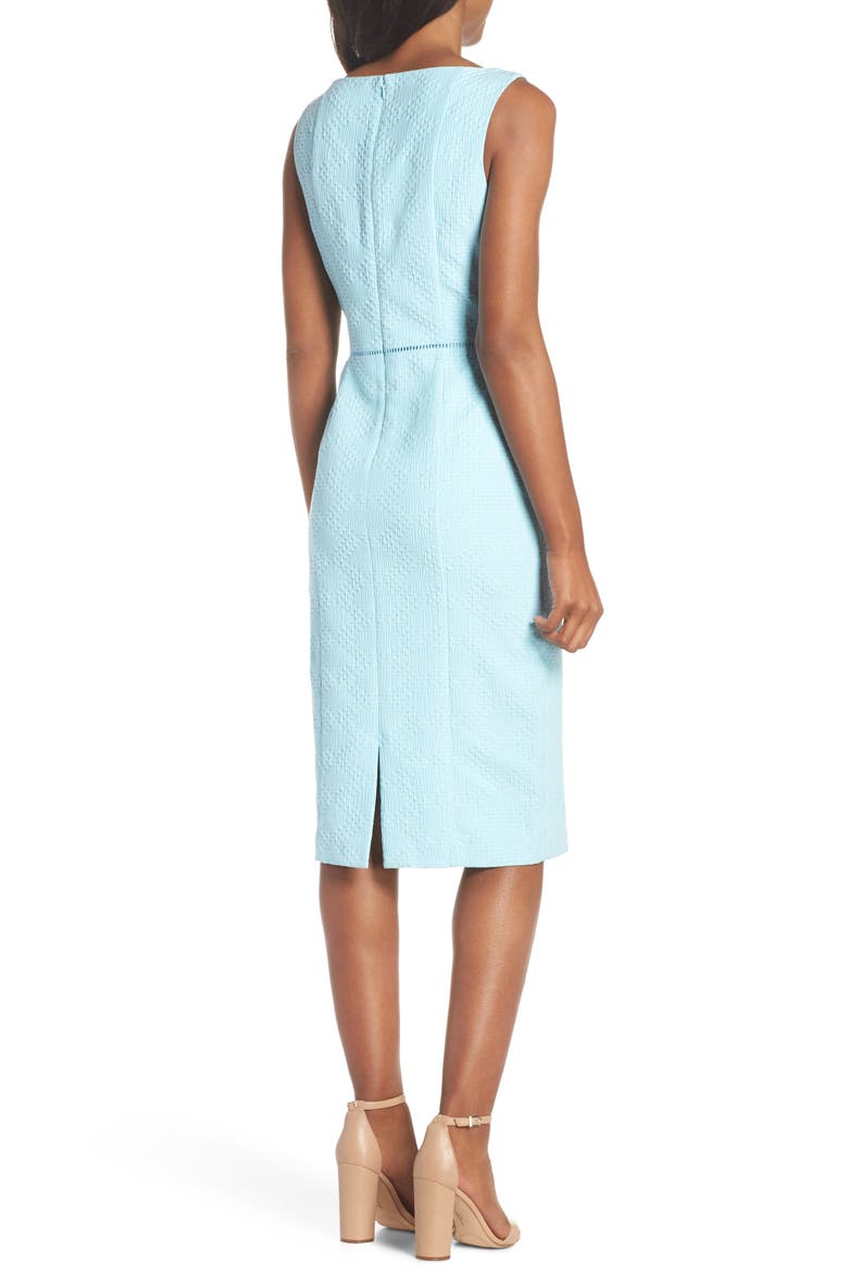Stretch Pique Sheath Dress, Alternate, color, BLUE