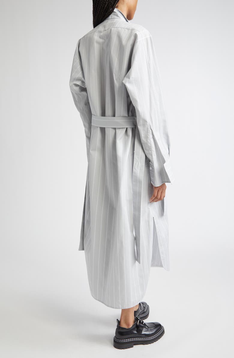 Proenza Schouler Phillipa Stripe Long Sleeve Cotton & Silk Poplin Midi Shirtdress, Alternate, color, Grey Multi