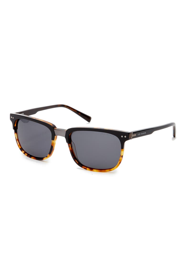56mm Polarized Square Sunglasses, Alternate, color, BLACK