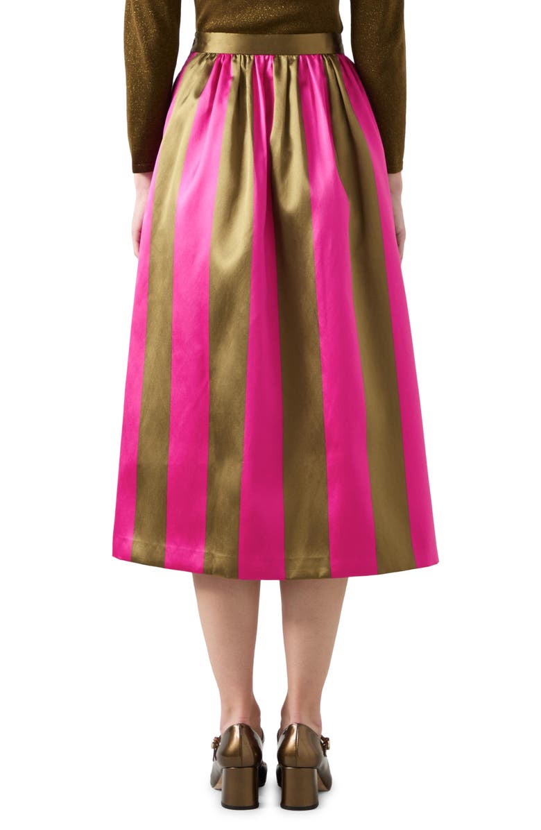 LK Bennett Olsen Stripe Satin Skirt, Alternate, color, Green Multi