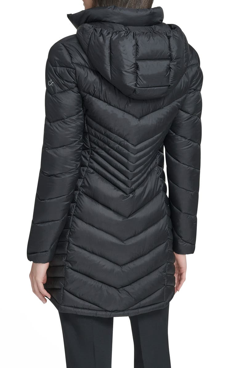 Calvin Klein Water Resistant Chevron Quilted Puffer Jacket, Alternate, color, Black