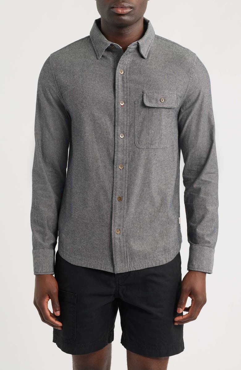 Imperfects Tradesman Cotton Chambray Button-Up Shirt, Main, color, Obsidian Solid
