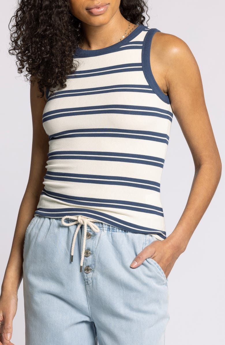 Thread 
Supply Ellen Stretch Cotton Blend Rib Tank Top, Main, color, White Indigo