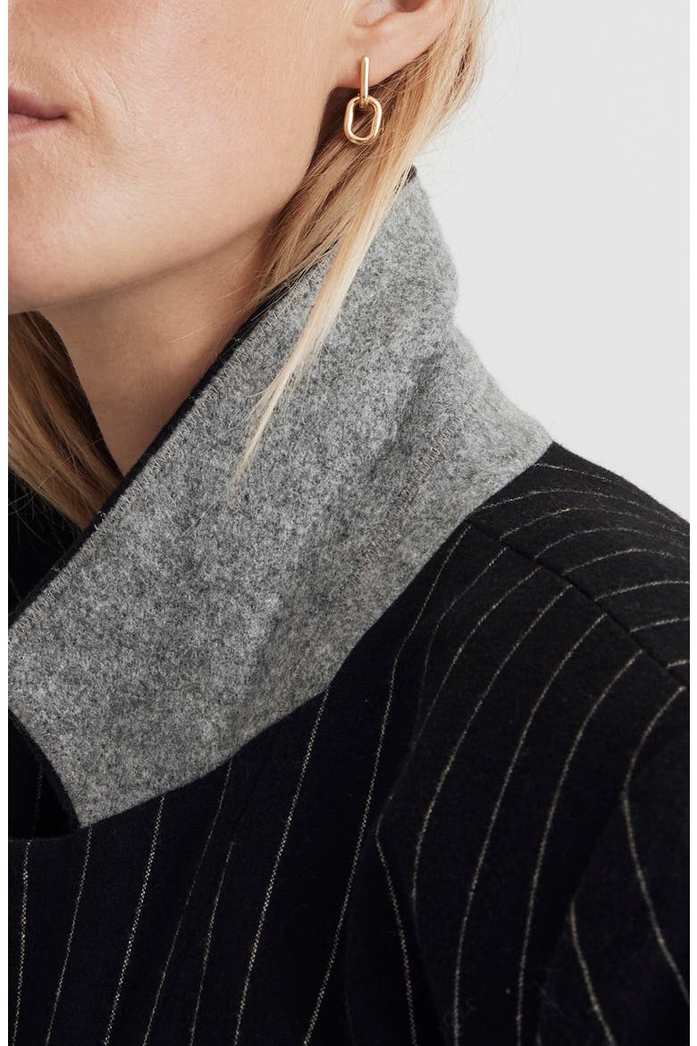 Metallic Pinstripe Wool Blend Blazer, Alternate, color, ALMOST BLACK