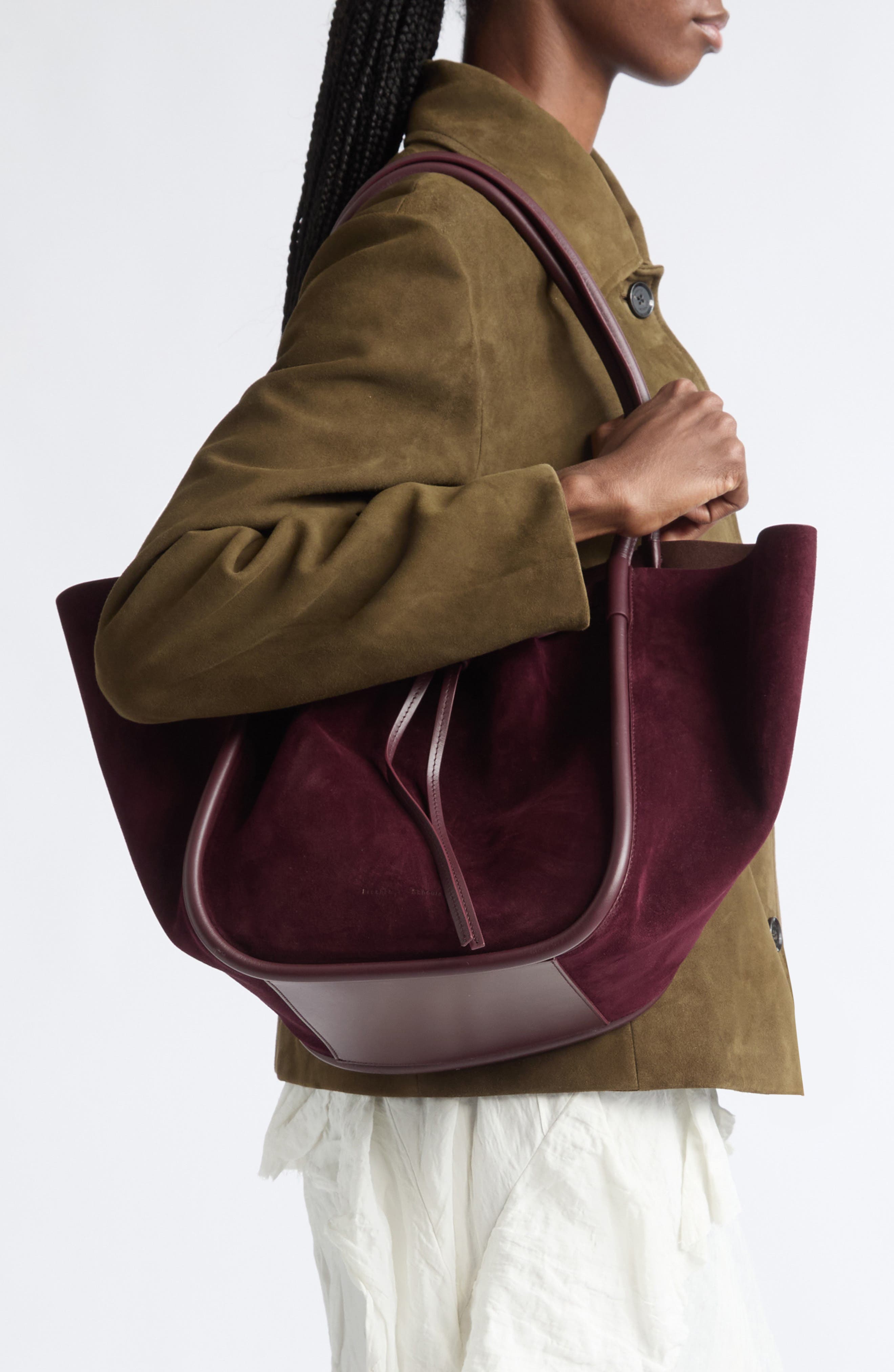 Large Ruched Leather Tote, Alternate, color, OXBLOOD