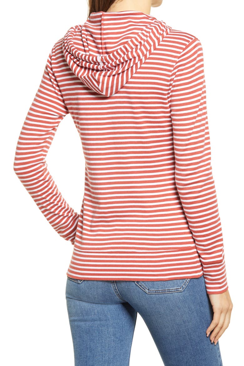 Knit Hoodie, Alternate, color, RUST- WHITE STRIPE