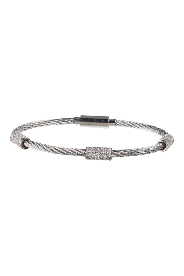 Round CZ Cylinder Bracelet, Main, color, CLEAR SILVER