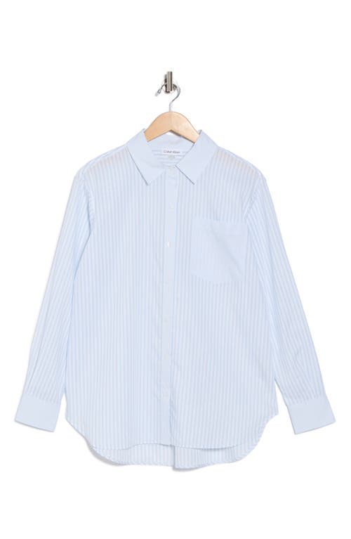 Calvin Klein Stripe Cotton Button-up Shirt In White