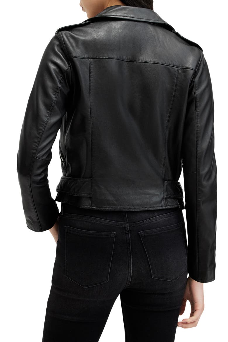 Balfern Leather Biker Jacket, Alternate, color, BLACK/ SILVER