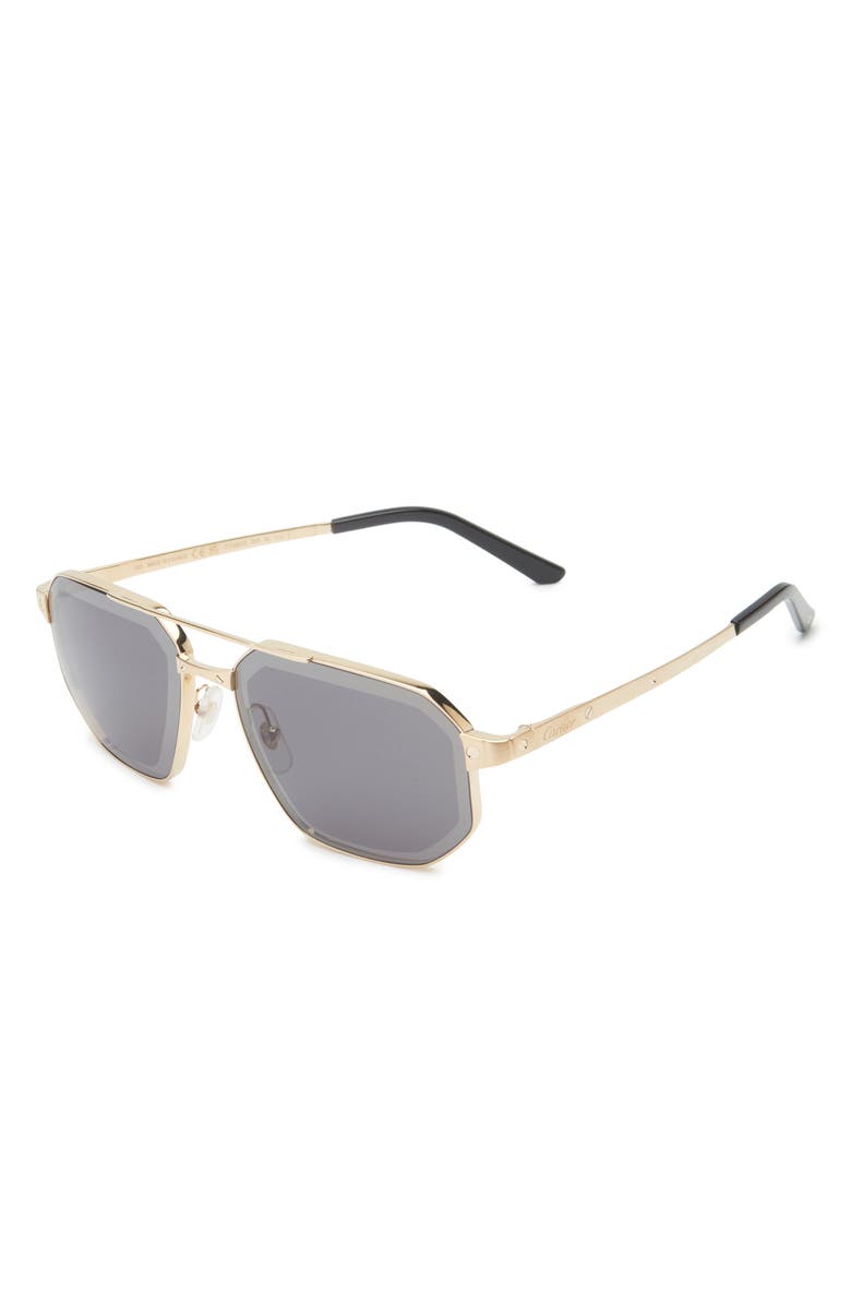 Cartier 60mm Polarized Pilot Sunglasses, Alternate, color, Gold2