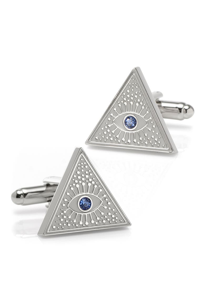 Evil Eye Amulet Cuff Links, Main, color, SILVER