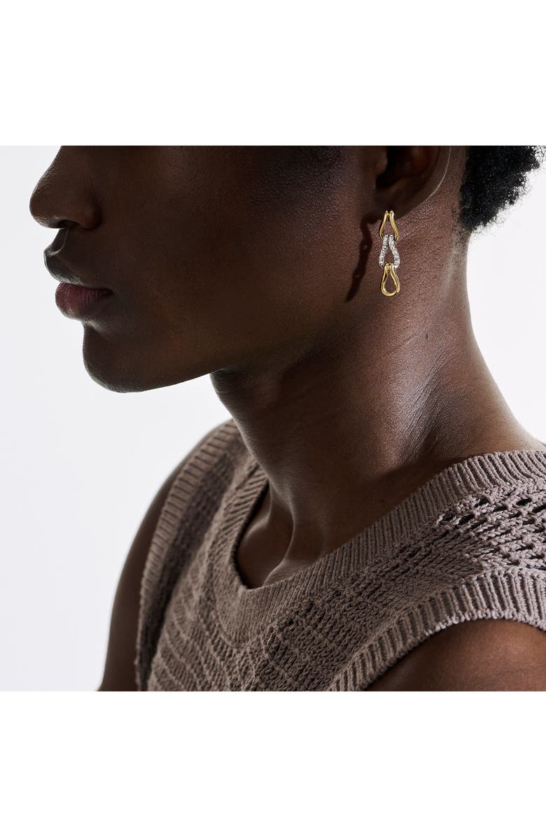 John Hardy Surf Pavé Diamond Link Drop Earrings, Alternate, color, Gold