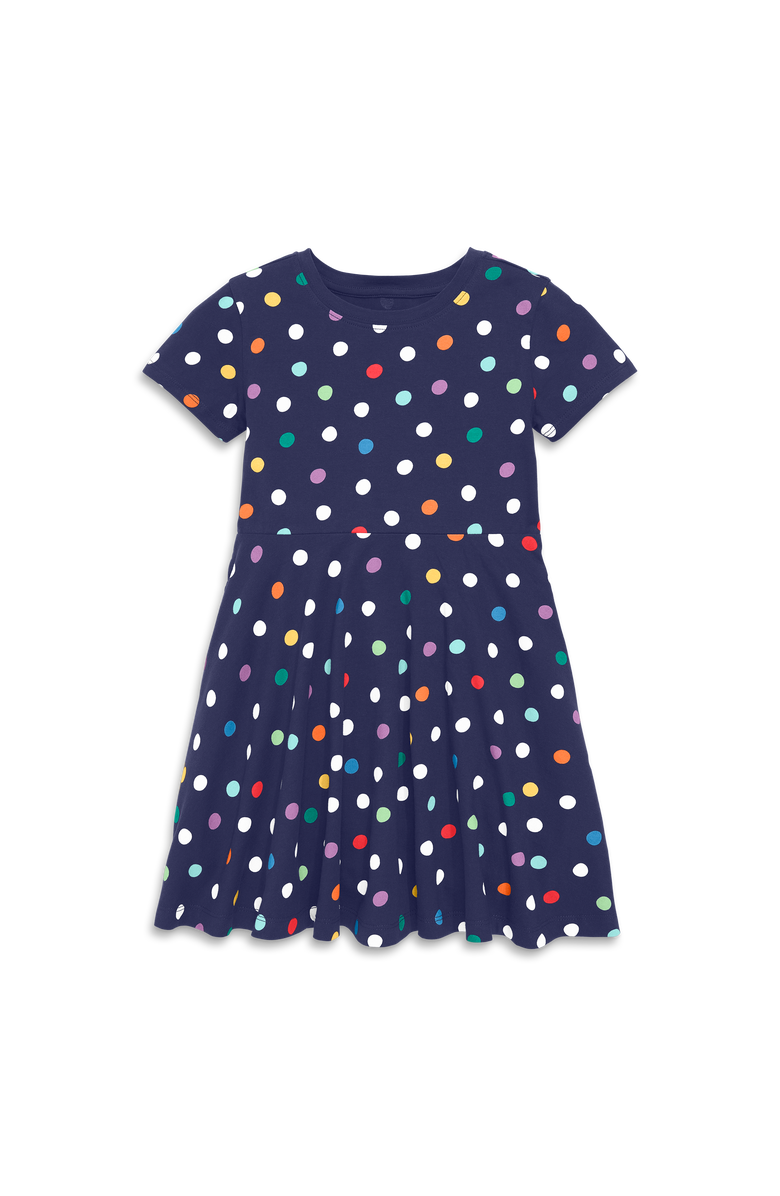 Primary Kids Twirly Dress In Rainbow Confetti Dots, Alternate, color,