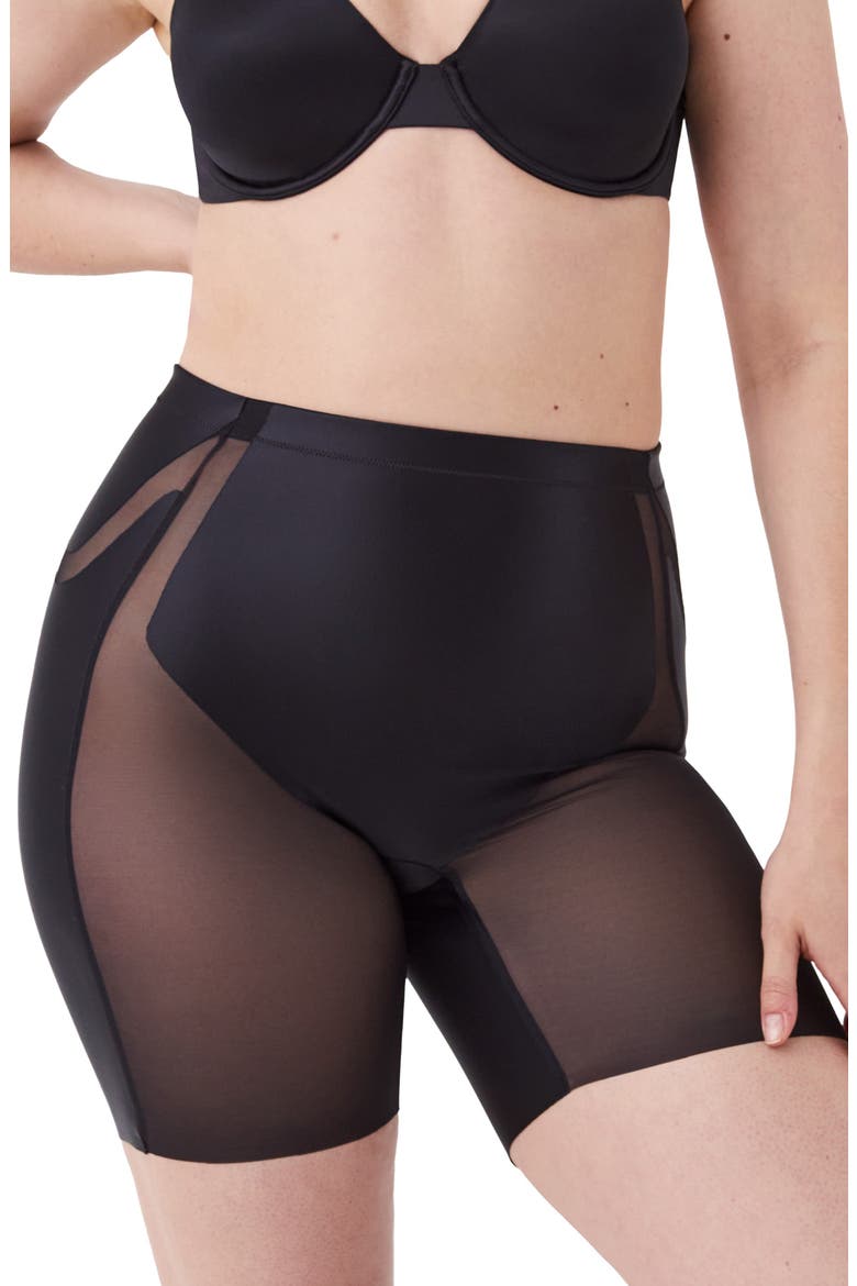 SPANXshape™ Booty-Lifting Mid-Thigh Short, Main, color, VERY BLACK