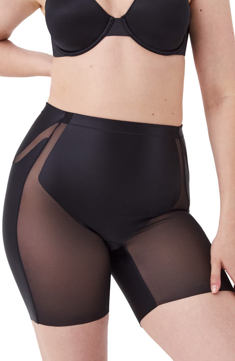 SPANX<sup>®</sup> SPANXshape<sup>™</sup> Booty-Lifting Mid-Thigh Short, Main, color, Very Black