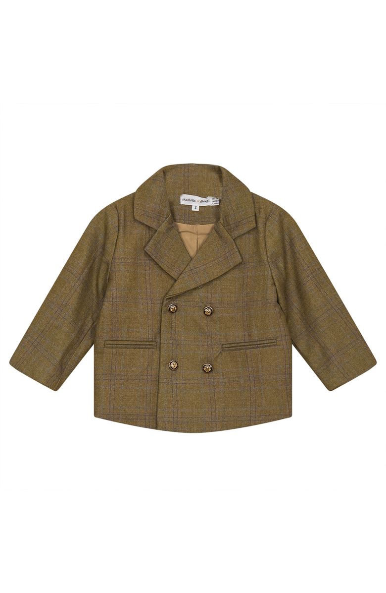 Charlotte & George Double Breasted Woven Plaid Jacket, Main, color, Chestnut