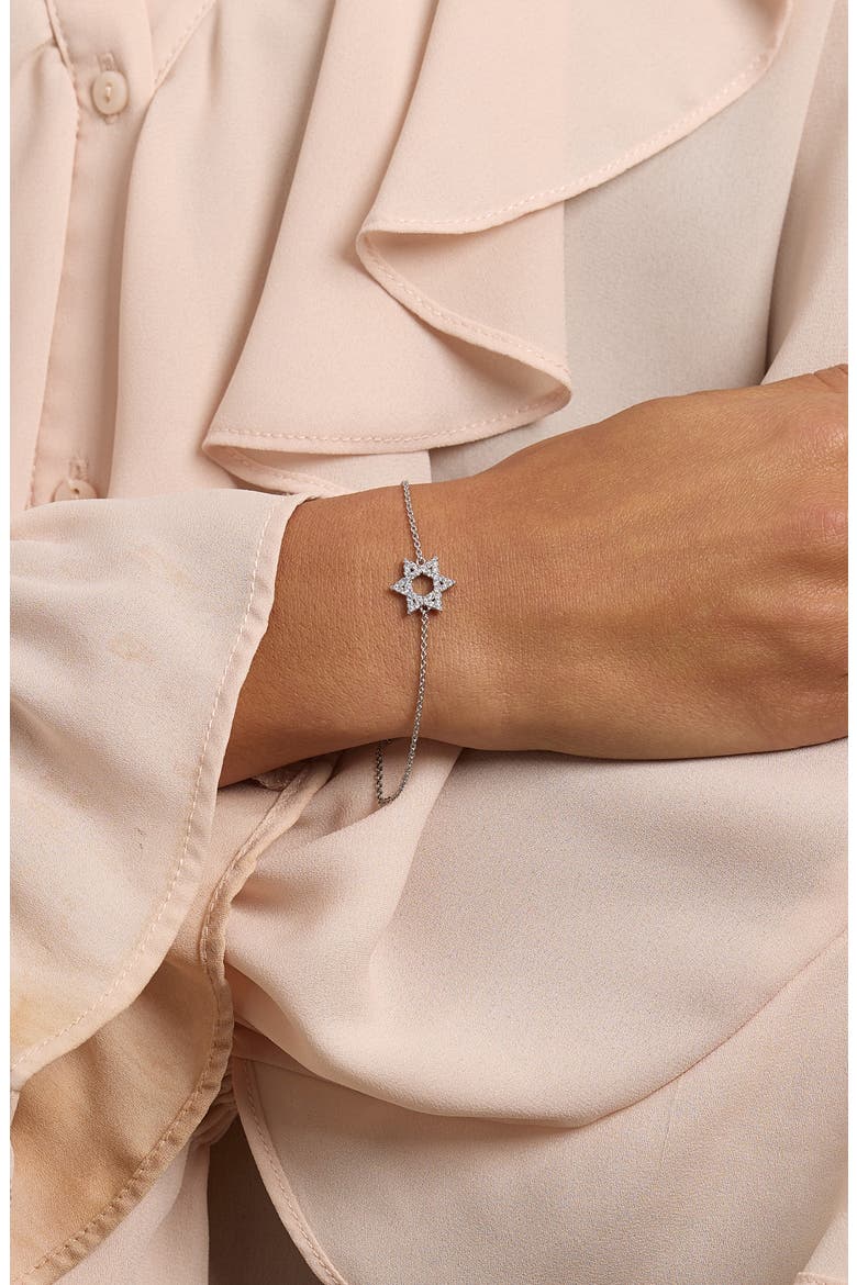 Cubic Zirconia Star of David Bracelet, Alternate, color, SILVER