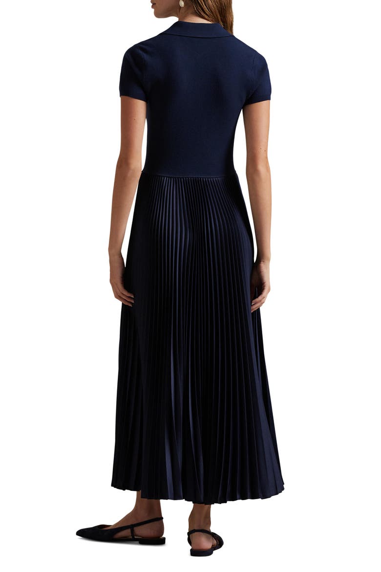 Mixed Media Polo Sweater Dress, Alternate, color, HUNTER NAVY