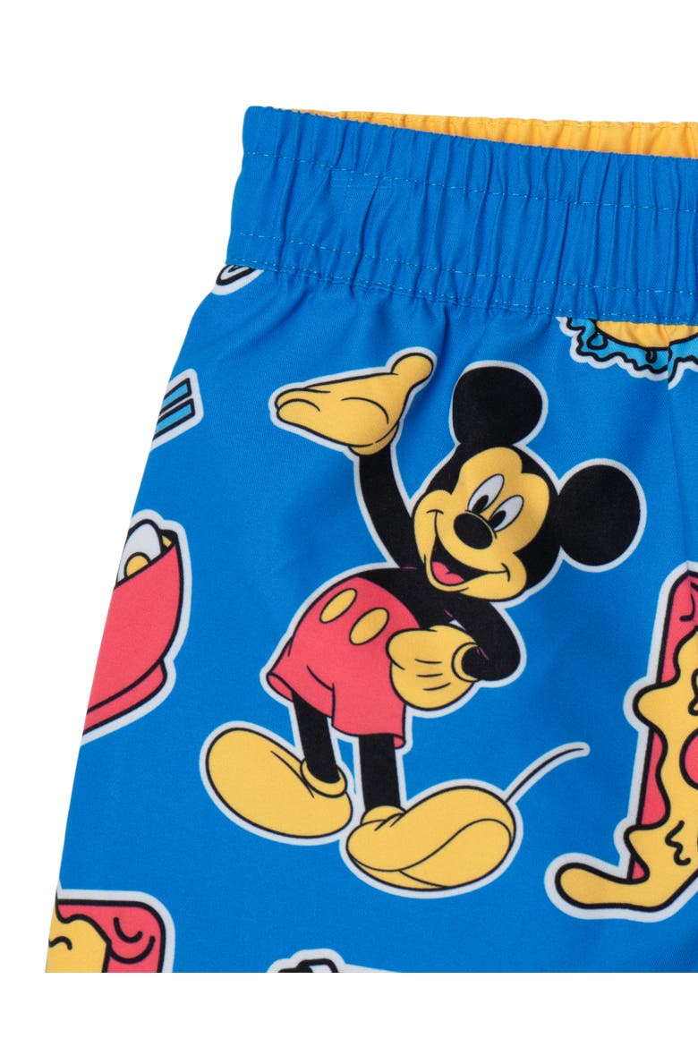 Mickey Mouse Swimwear Swim Trunks, Alternate, color, Mickey Blue Food