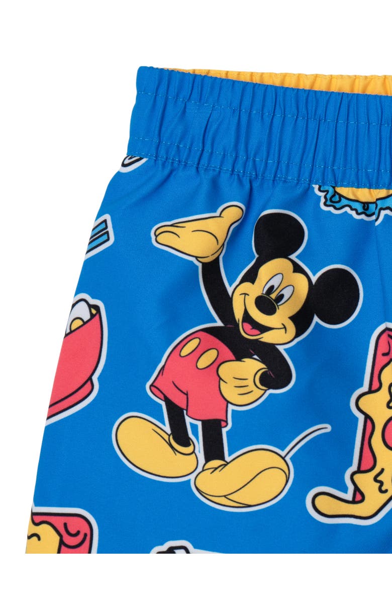 Disney Mickey Mouse Swimwear Swim Trunks, Alternate, color, Mickey Blue Food
