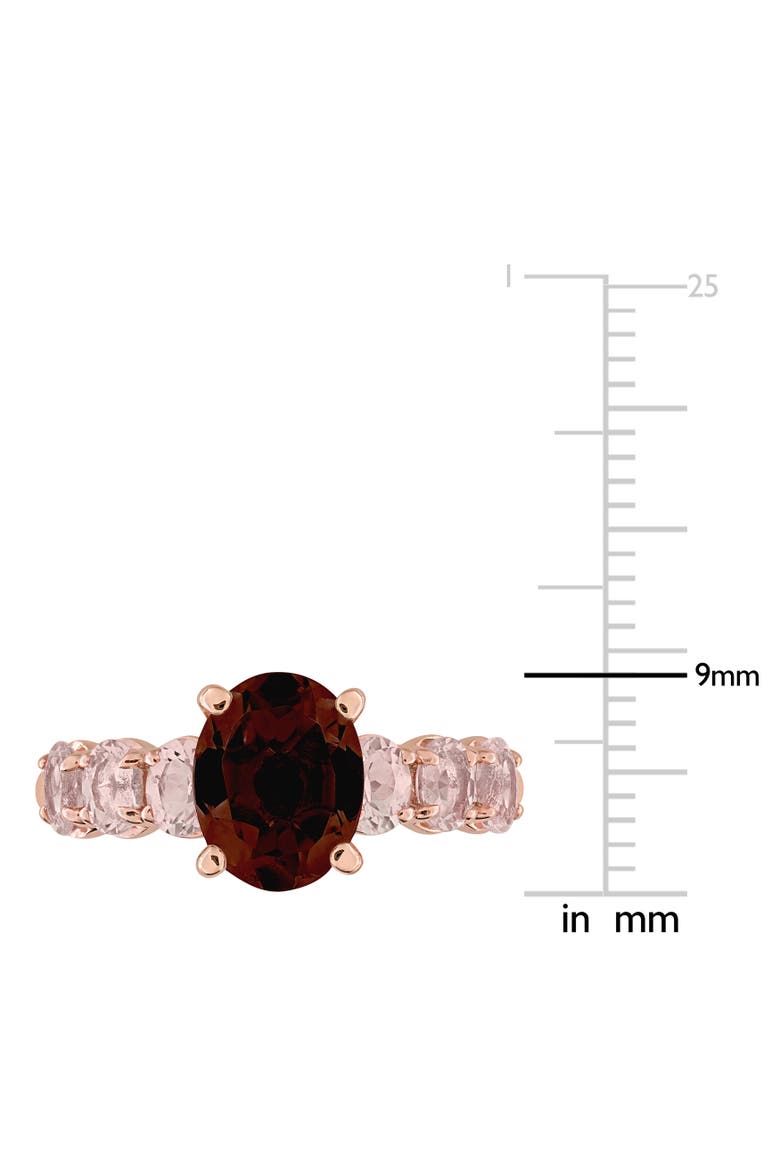 Gemstone Oval Ring Sterling Silver, Alternate, color, Garnet/Morganite